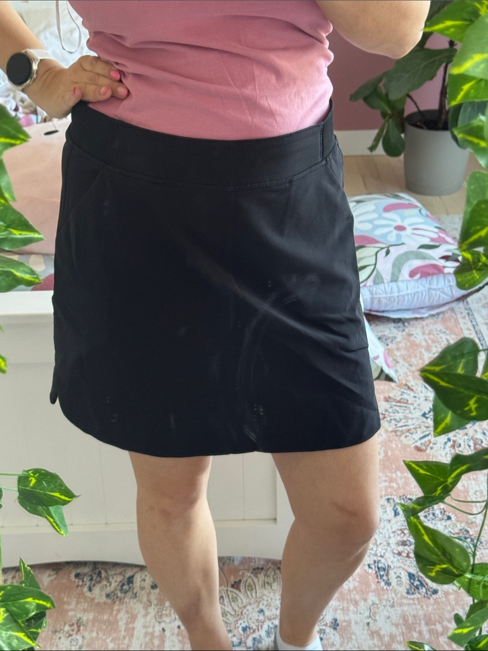 Black Athletic Skort with Side Pockets